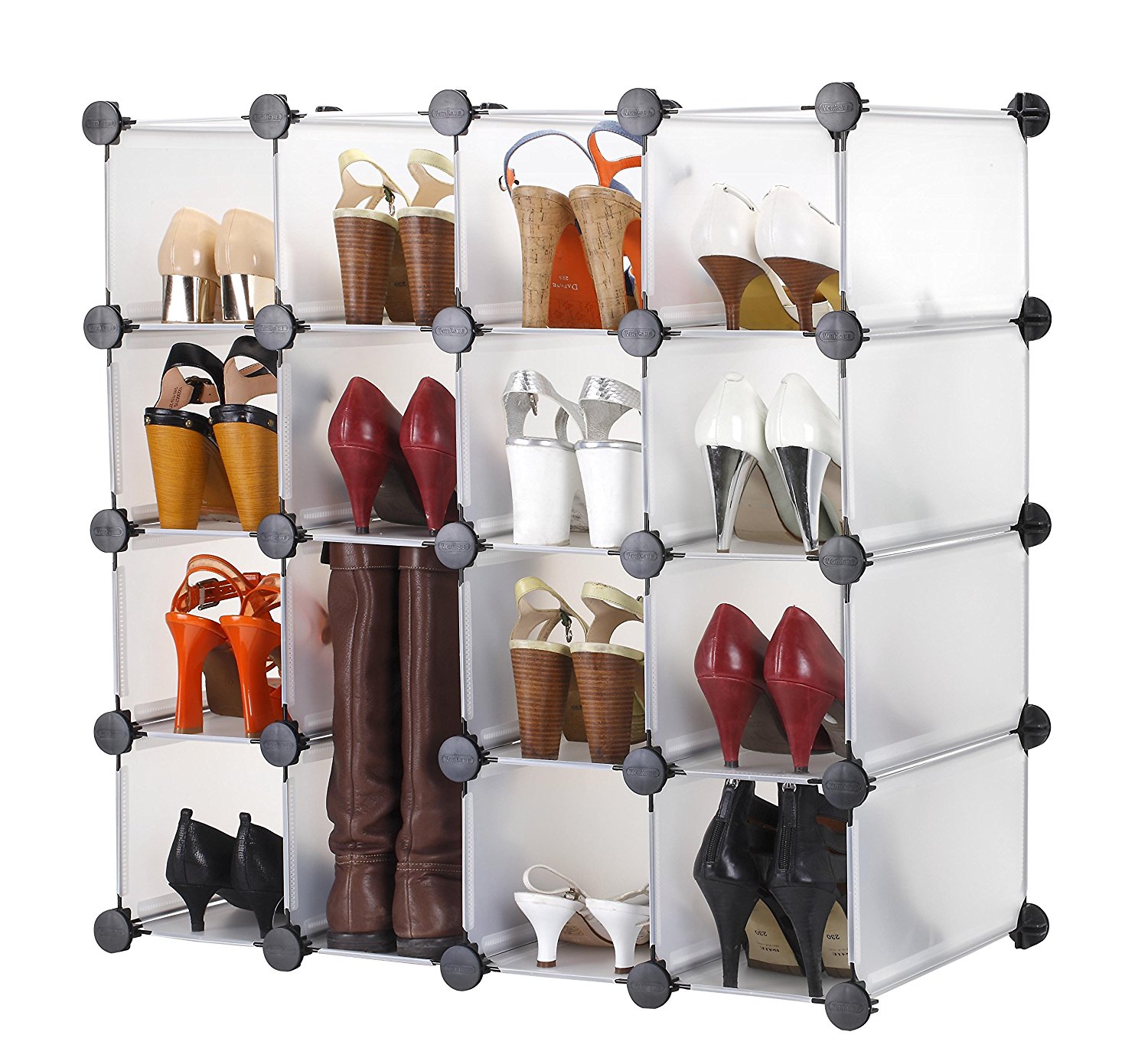 VonHaus 16x Interlocking Shoe Cubby Organizer Storage Cube Shoe Racks