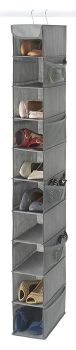 Zober 10-Shelf Hanging Shoe Racks and Organizers, Shoe Holder for Closet - 10 Mesh Pockets for Accessories